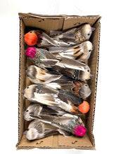 Load image into Gallery viewer, Set of 4 x 11cm Feather Bird Decorations with Clip for home decoration