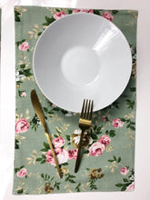 Load image into Gallery viewer, Flowers Patterns placemats / 1 x Table Runner, Table Linen Layout or Decoration 100% Linen
